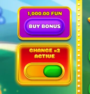 Bonanza Billion Buy Bonus button at 1,000.00 FUN with the Chance x2 toggle switched on below